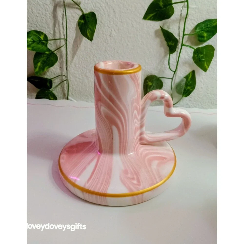 Target Valentine Decor Bundle Pink Marbled Heart Candle Holder Poodle Sign Set